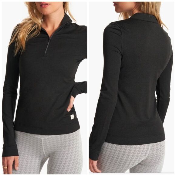 Vuori Tops - Vuori Halo Essential‎ Half Zip Heathered black XS NWT Women's DreamKnit